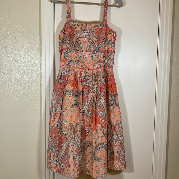 Ann Taylor Cotton Fit And Flare Pleated MIDI Dress, 4 - Picture 1 of 11